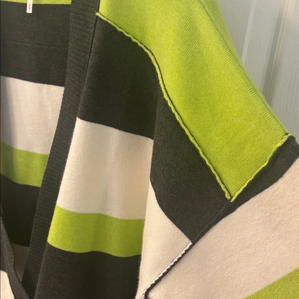 NWT Free People A League of Her Own Striped Cardigan in Carbon Lime, M - Picture 10 of 12